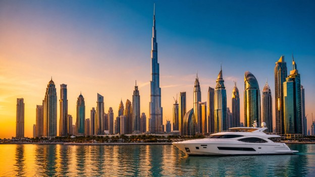 Dubai skyline at sunset — luxury escort Dubai destination